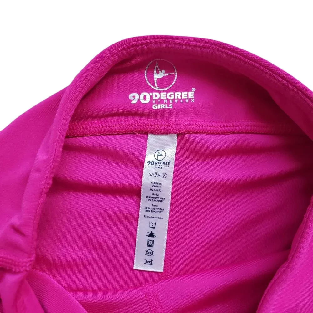 90 Degrees Reflex Leggings Girls Small 7 8 Hot Pink Cutouts